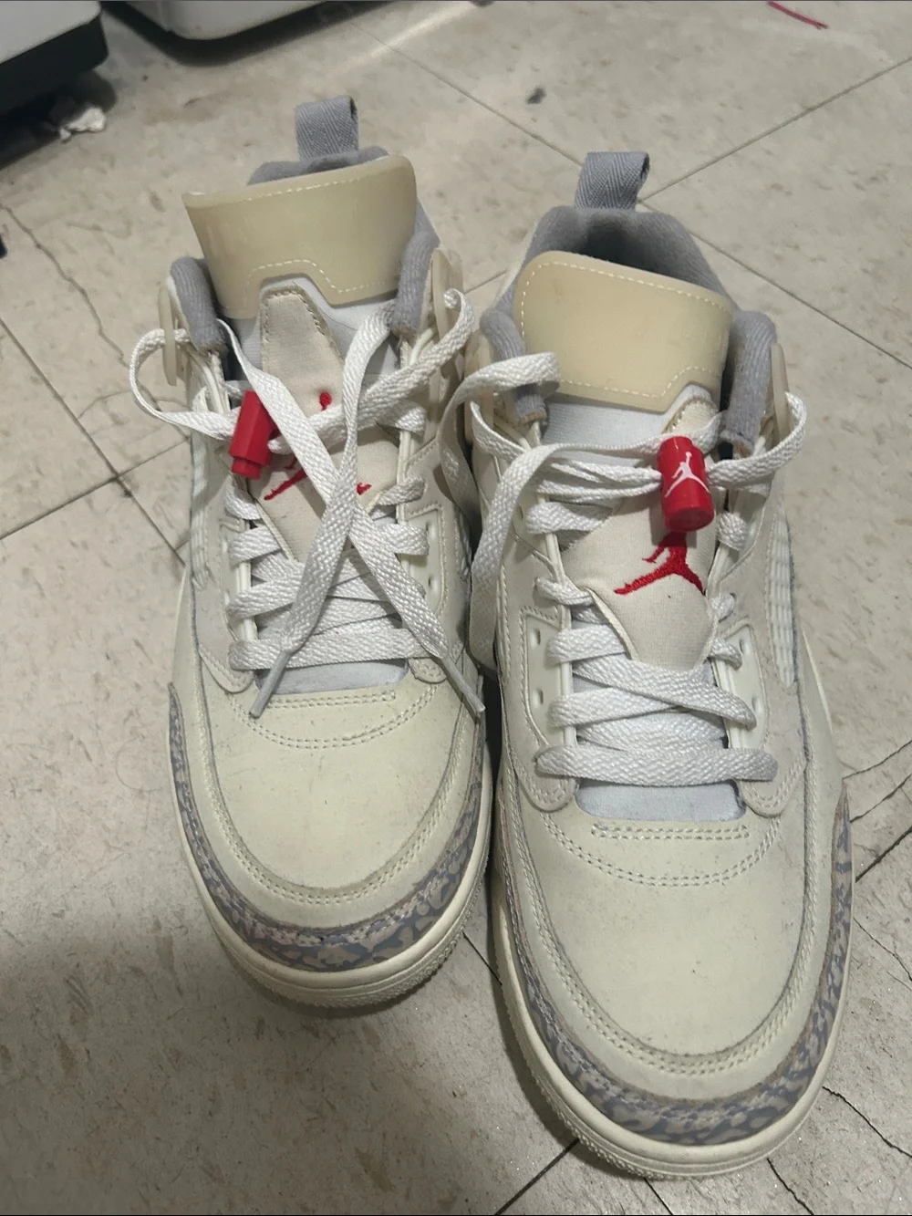 Jordan Men’s Cream/White Sneakers with Red Jumpman